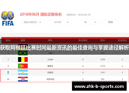 获取阿根廷比赛时间最新资讯的最佳查询与掌握途径解析